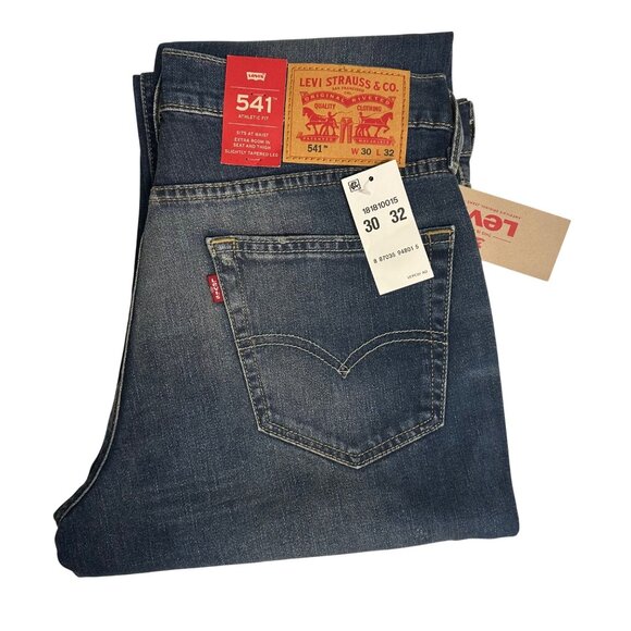 Levi's Mens 541 Athletic Fit Slight Taper Jeans 30W x 32L Blue Canyon Whiskering - Picture 3 of 9